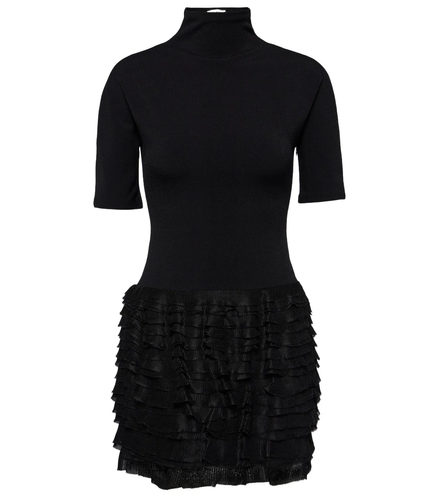 ALAÏA Ruffled high-neck jersey minidress ALAÏA Ruffled high-neck jersey minidress