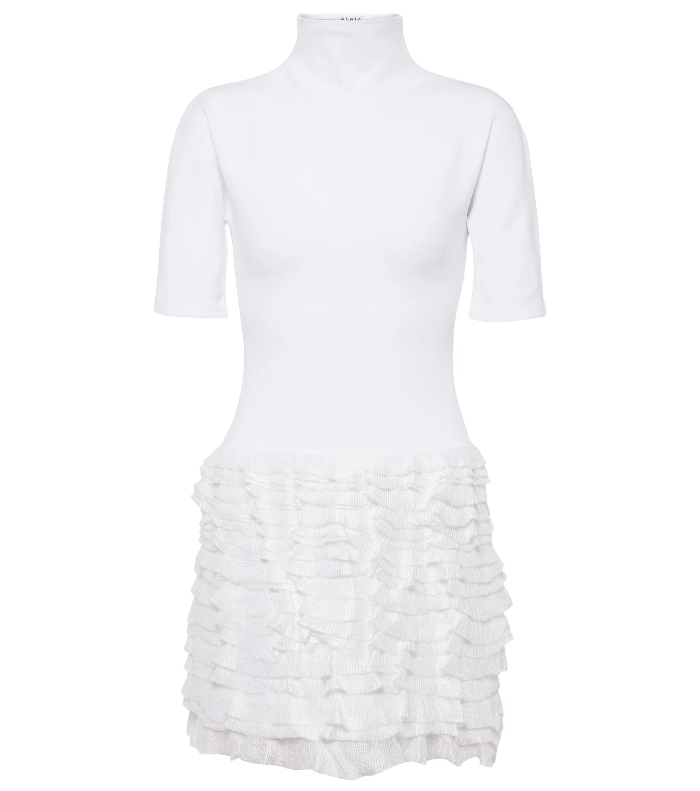 Ruffled high-neck jersey minidress