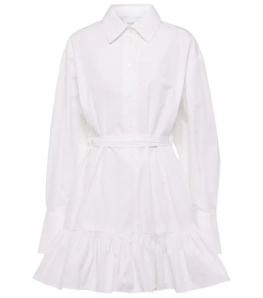 Patou Ruffled cotton shirt dress