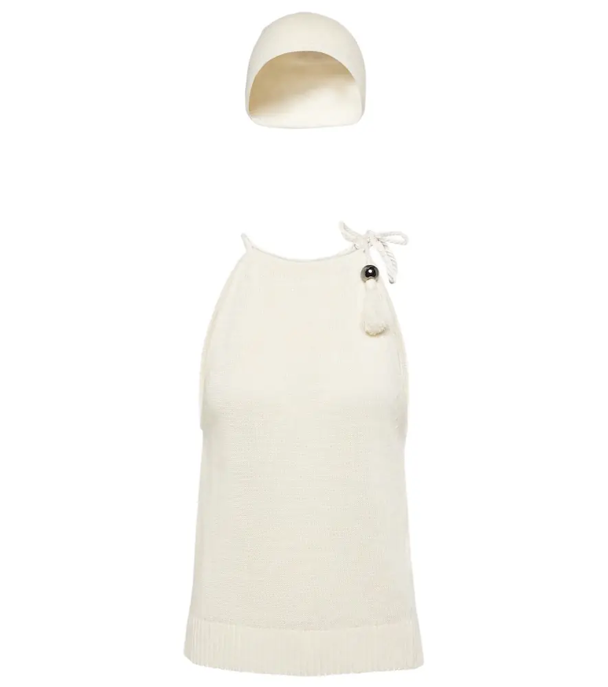 Max Mara Moriana halterneck linen top and hat set | Image 1 Max Mara Moriana halterneck linen top and hat set | Image 1