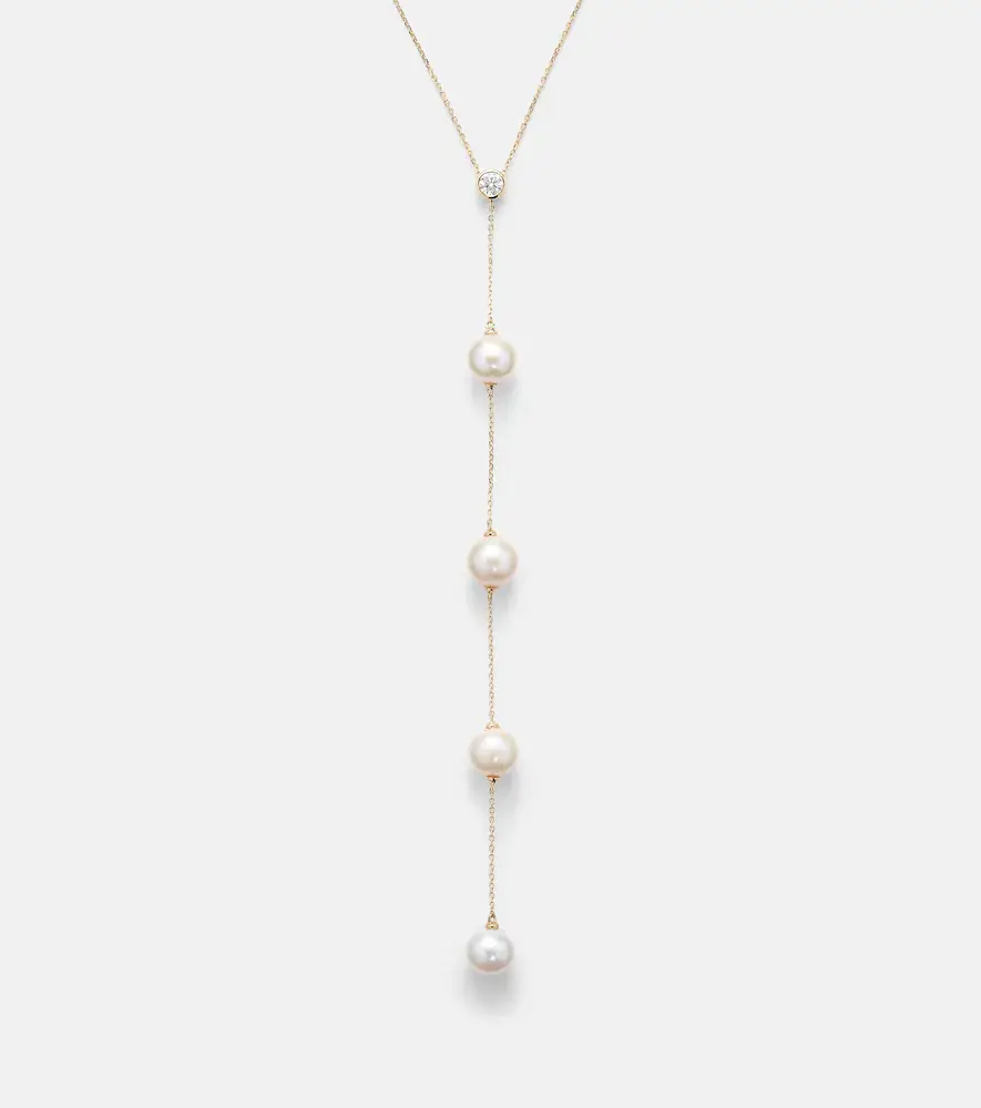 Mateo 14kt gold necklace with diamonds and pearls | Thumbnail 2 Mateo 14kt gold necklace with diamonds and pearls | Thumbnail 2