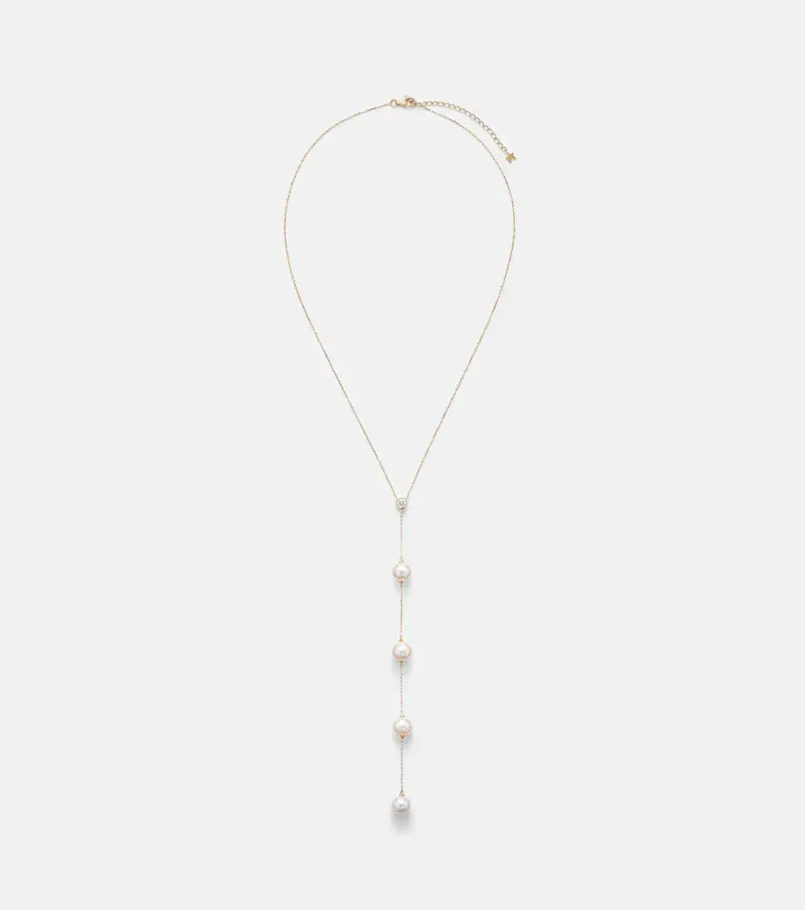Mateo 14kt gold necklace with diamonds and pearls | Image 1 Mateo 14kt gold necklace with diamonds and pearls | Image 1
