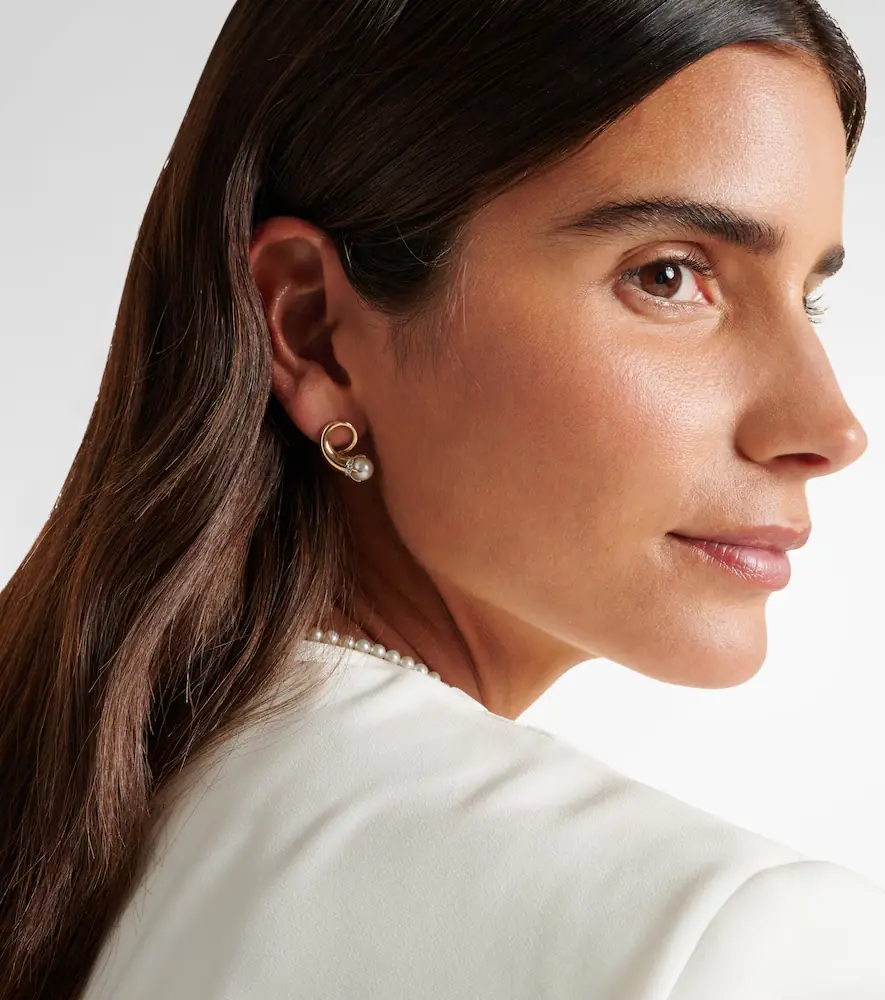 Mateo 14kt gold earrings with diamonds and pearls | Thumbnail 3 Mateo 14kt gold earrings with diamonds and pearls | Thumbnail 3
