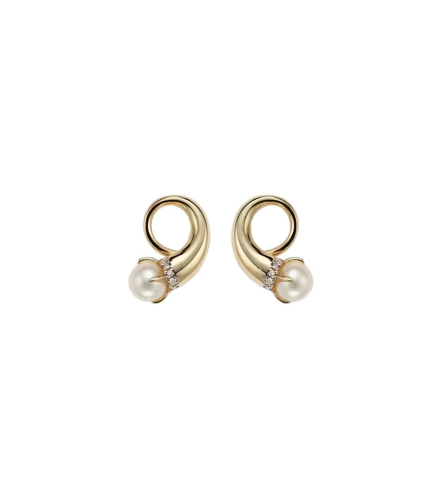 Mateo 14kt gold earrings with diamonds and pearls | Image 1 Mateo 14kt gold earrings with diamonds and pearls | Image 1