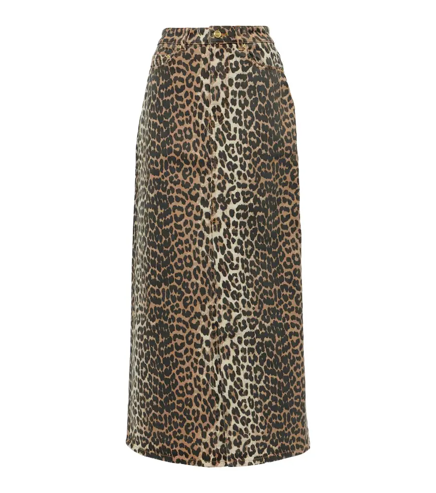 Ganni Leopard-print denim maxi skirt | Image 1 Ganni Leopard-print denim maxi skirt | Image 1