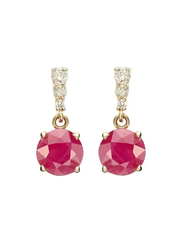 14kt gold earrings with rubies and diamonds 14kt gold earrings with rubies and diamonds