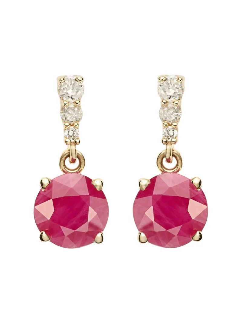 14kt gold earrings with rubies and diamonds