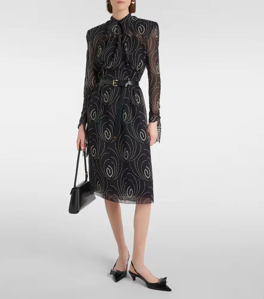 Prada Printed georgette midi dress | Thumbnail 4