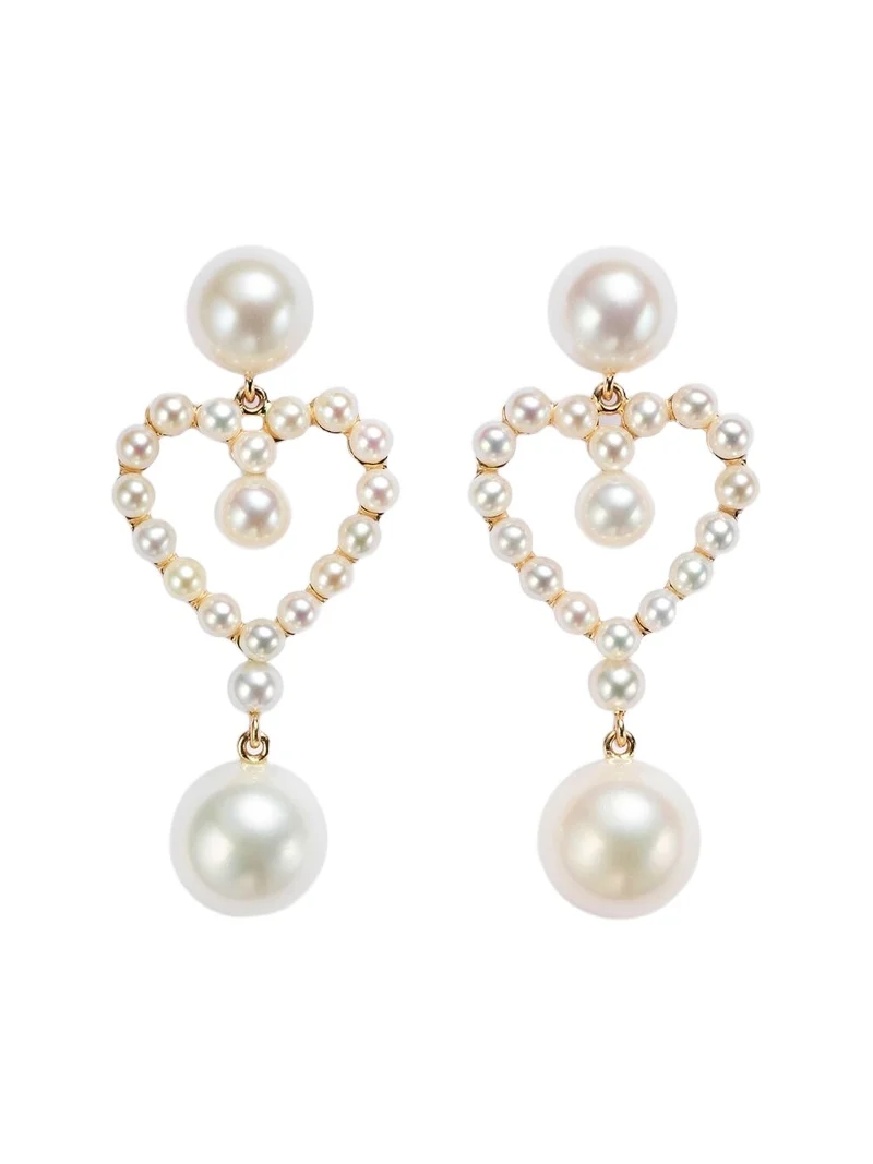 Pearl Heart 14kt gold pendant earrings with pearls Pearl Heart 14kt gold pendant earrings with pearls