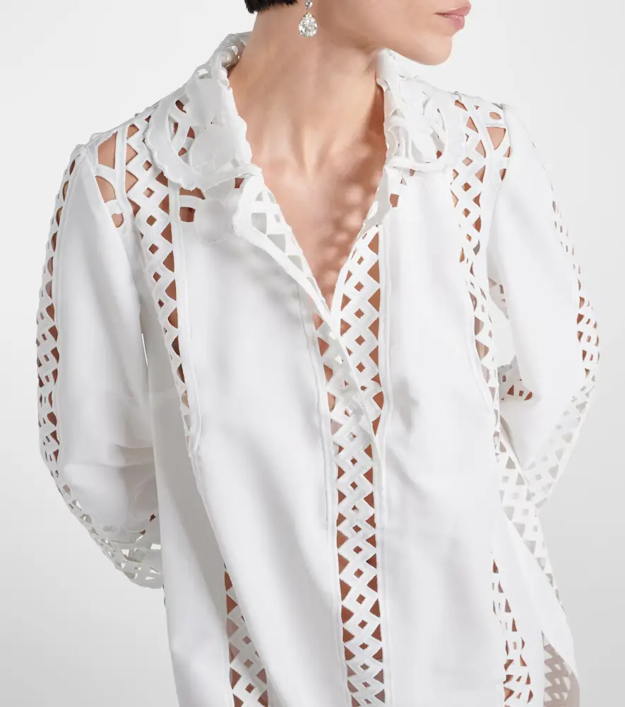 Oscar de la Renta Floral trellis guipure lace-trimmed tunic | Thumbnail 4 Oscar de la Renta Floral trellis guipure lace-trimmed tunic | Thumbnail 4