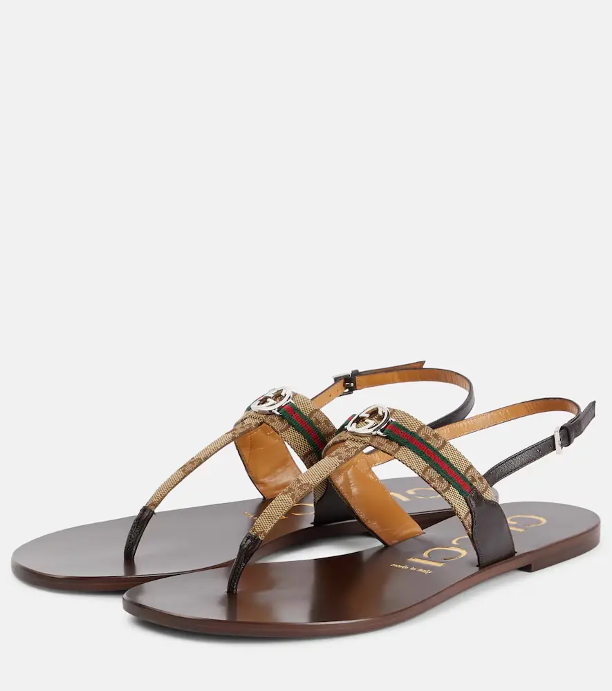 Gucci Leather-trimmed thong sandals | Thumbnail 3 Gucci Leather-trimmed thong sandals | Thumbnail 3