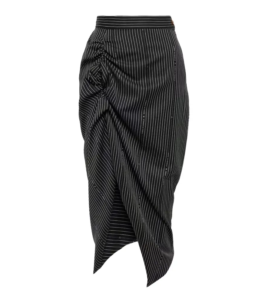 Vivienne Westwood Pinstriped wool and cotton midi skirt