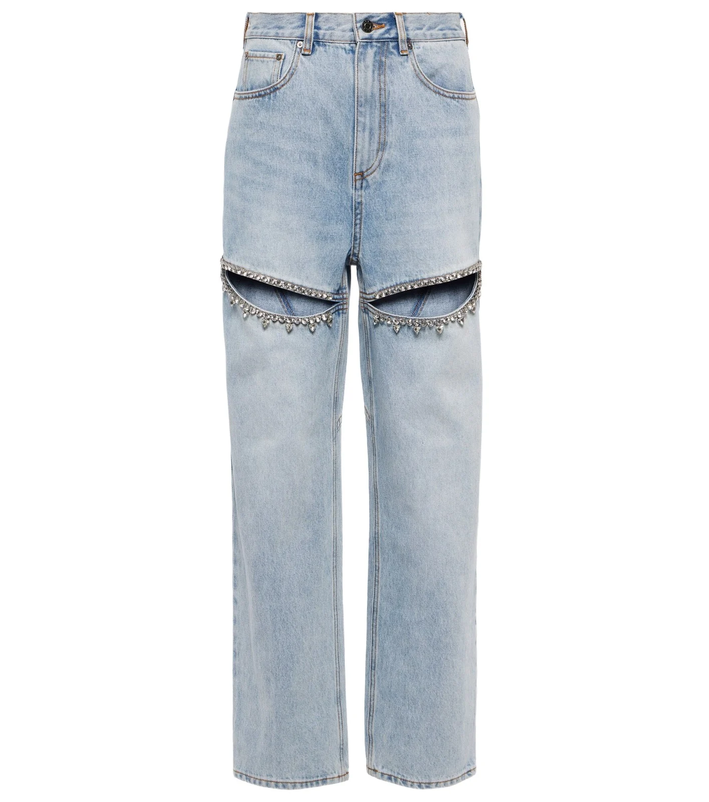 Crystal-embellished straight jeans Crystal-embellished straight jeans