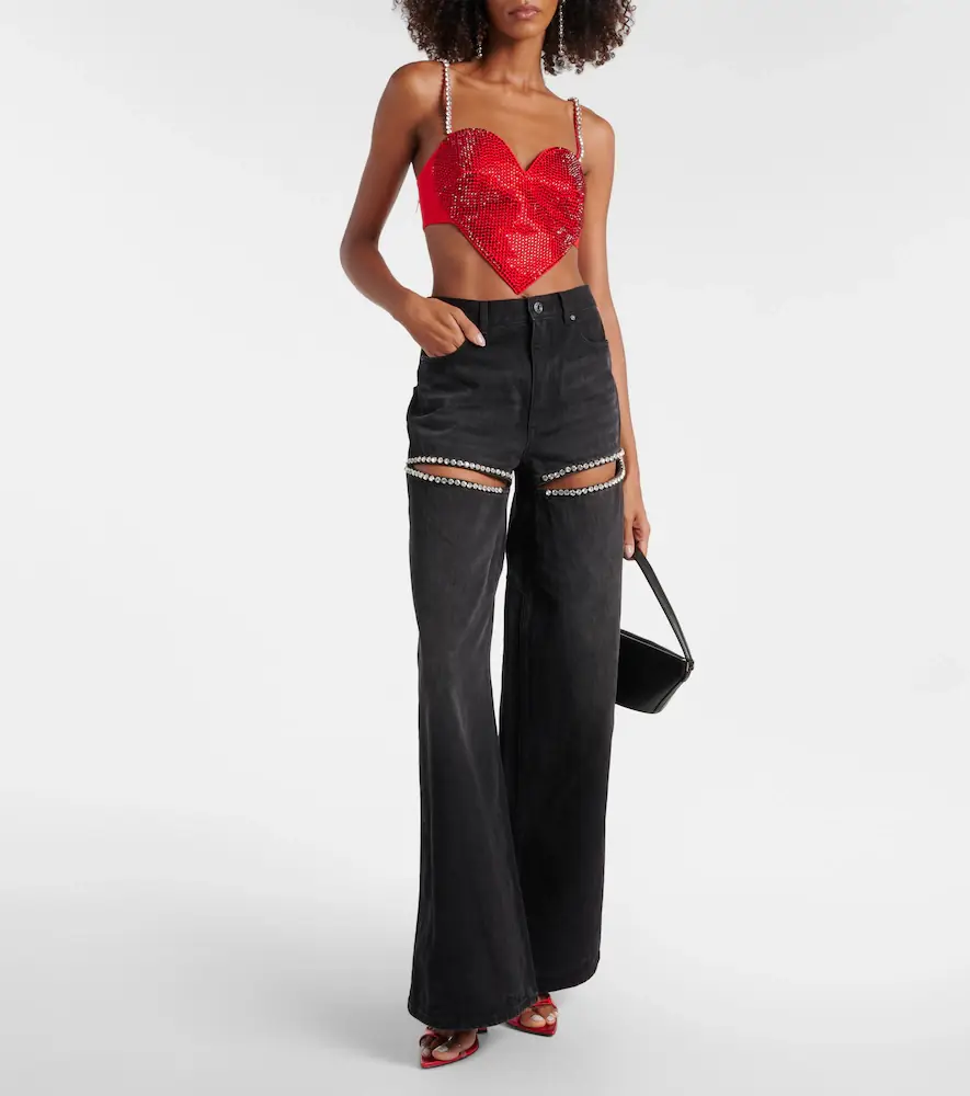AREA Crystal-embellished wide-leg jeans | Thumbnail 4 AREA Crystal-embellished wide-leg jeans | Thumbnail 4