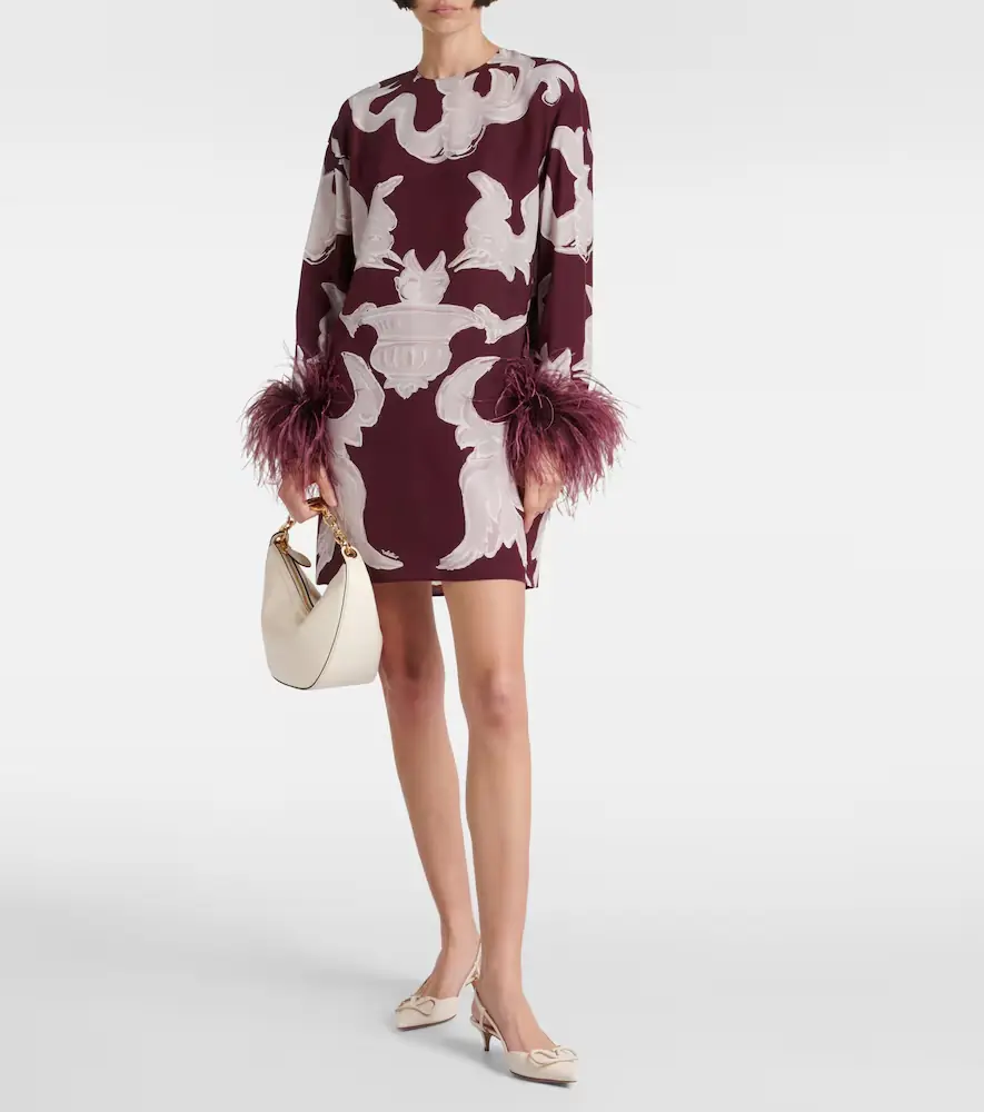 Valentino Garavani Printed feather-trimmed silk minidress | Thumbnail 4 Valentino Garavani Printed feather-trimmed silk minidress | Thumbnail 4