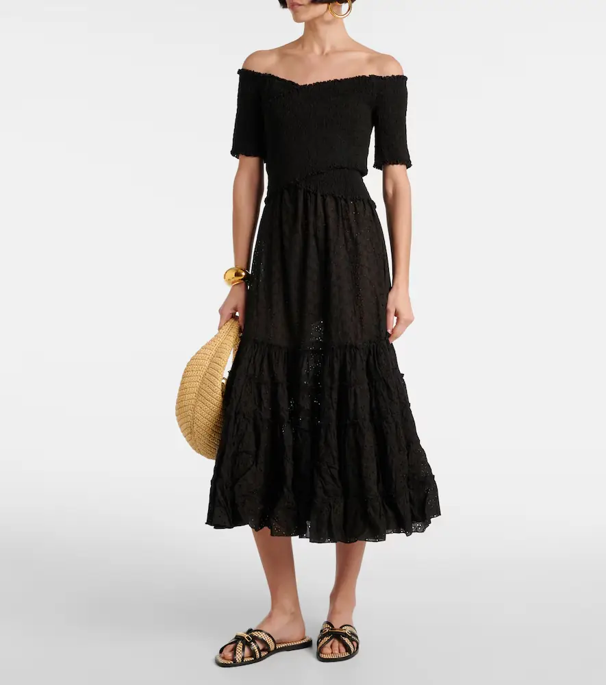 Poupette St Barth Soledad smocked cotton midi dress | Thumbnail 3 Poupette St Barth Soledad smocked cotton midi dress | Thumbnail 3
