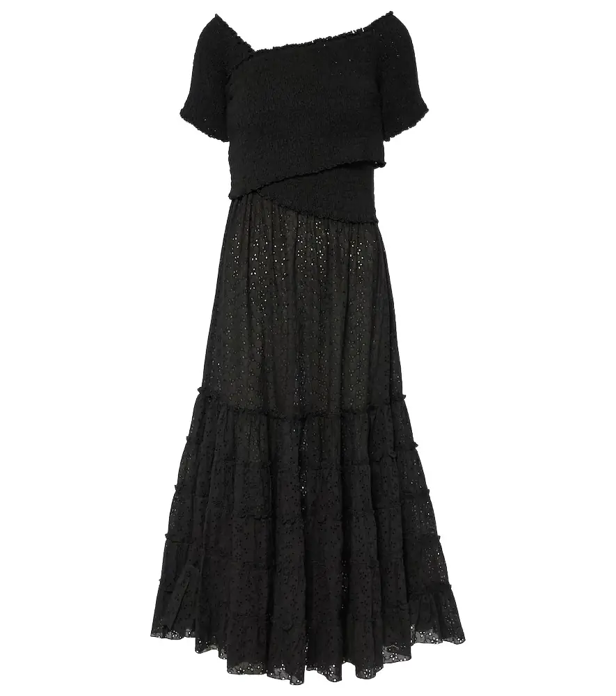 Poupette St Barth Soledad smocked cotton midi dress
