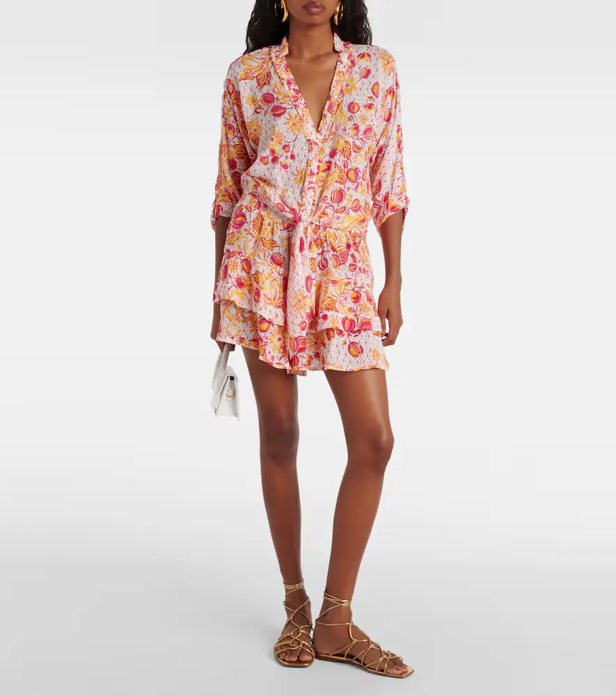 Poupette St Barth Culotte ruffled floral miniskirt | Thumbnail 3