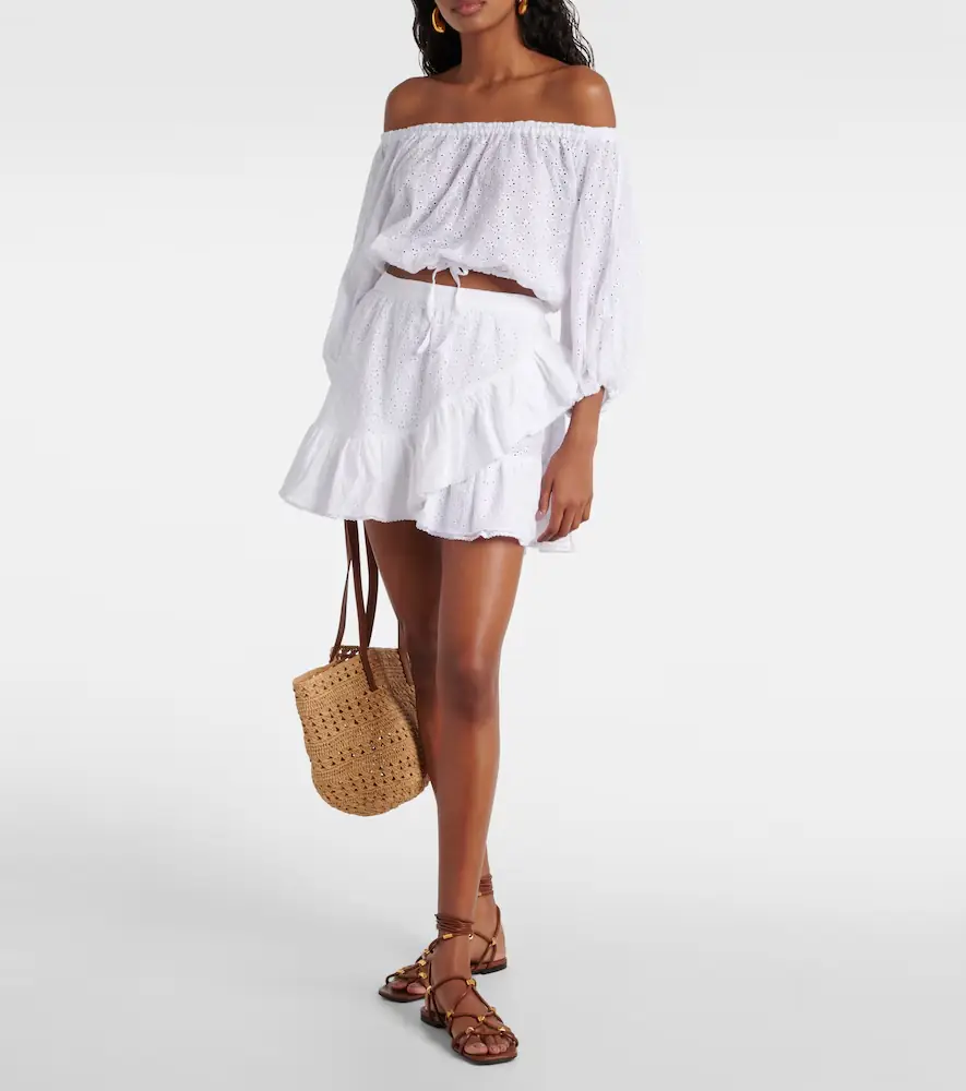 Poupette St Barth Bova broderie anglaise cotton miniskirt | Thumbnail 3
