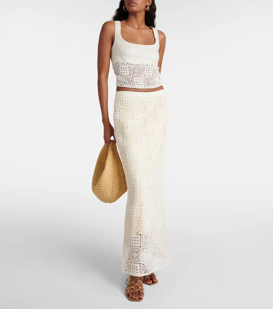 SIR. Rayure crochet cotton maxi skirt | Thumbnail 3
