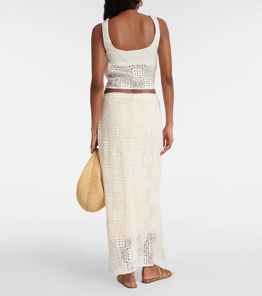 SIR. Rayure crochet cotton maxi skirt | Thumbnail 5