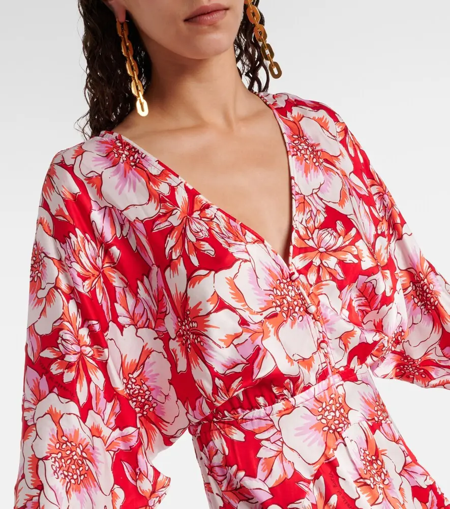 Poupette St Barth Ilona gathered floral midi dress | Thumbnail 3
