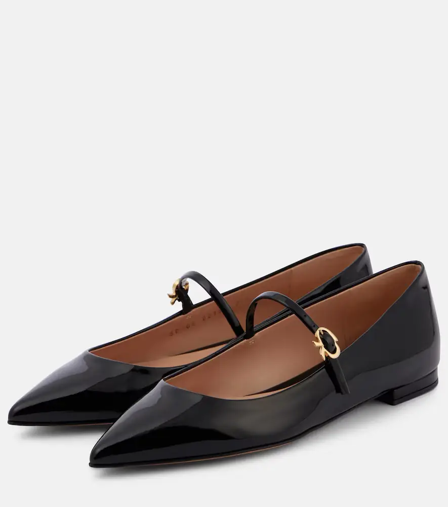 Gianvito Rossi Ribbon Jane patent leather Mary Jane flats | Thumbnail 3
