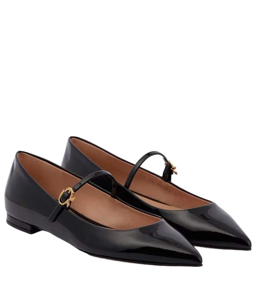 Gianvito Rossi Ribbon Jane patent leather Mary Jane flats