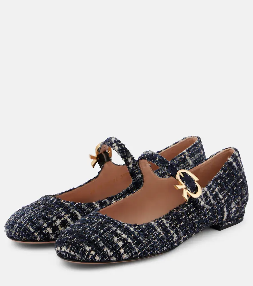 Gianvito Rossi Mary Ribbon bouclé Mary Jane flats | Thumbnail 3