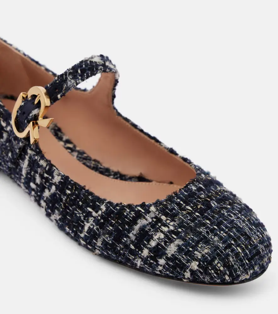 Gianvito Rossi Mary Ribbon bouclé Mary Jane flats | Thumbnail 4