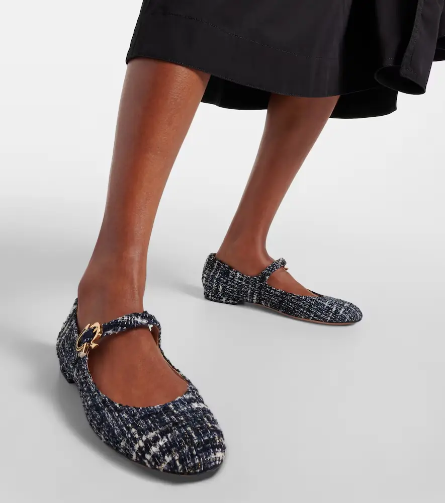 Gianvito Rossi Mary Ribbon bouclé Mary Jane flats | Thumbnail 5