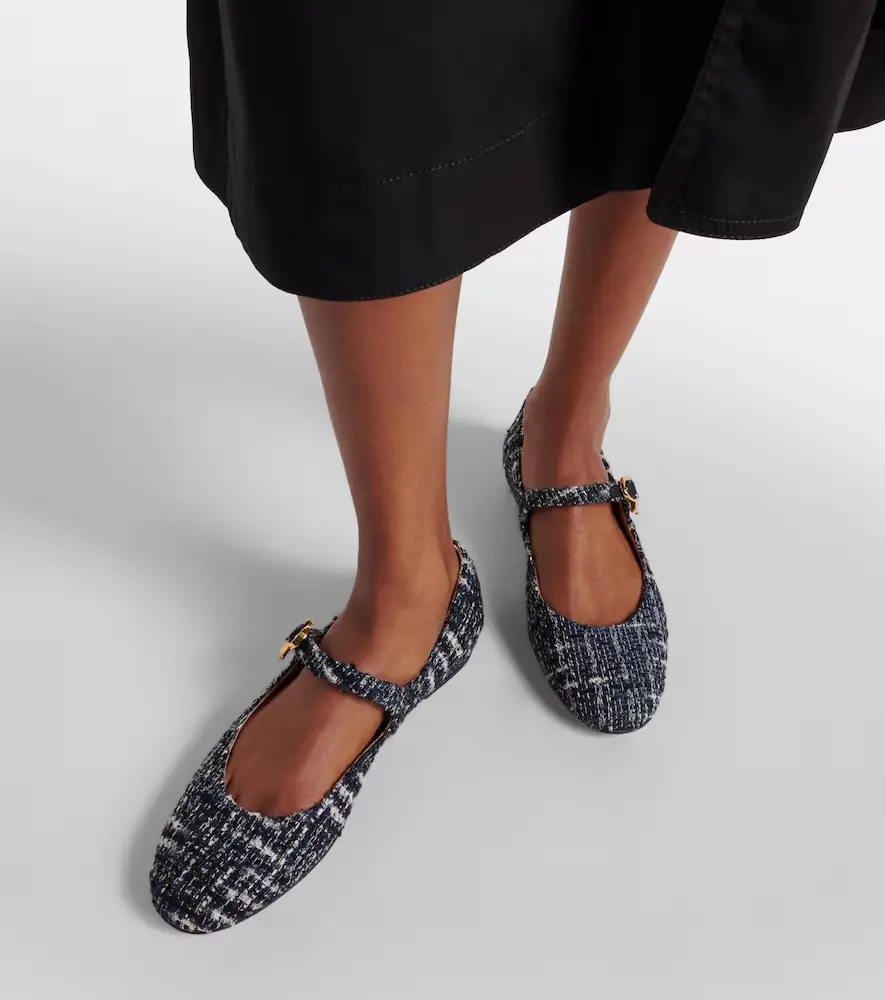 Gianvito Rossi Mary Ribbon bouclé Mary Jane flats | Thumbnail 6