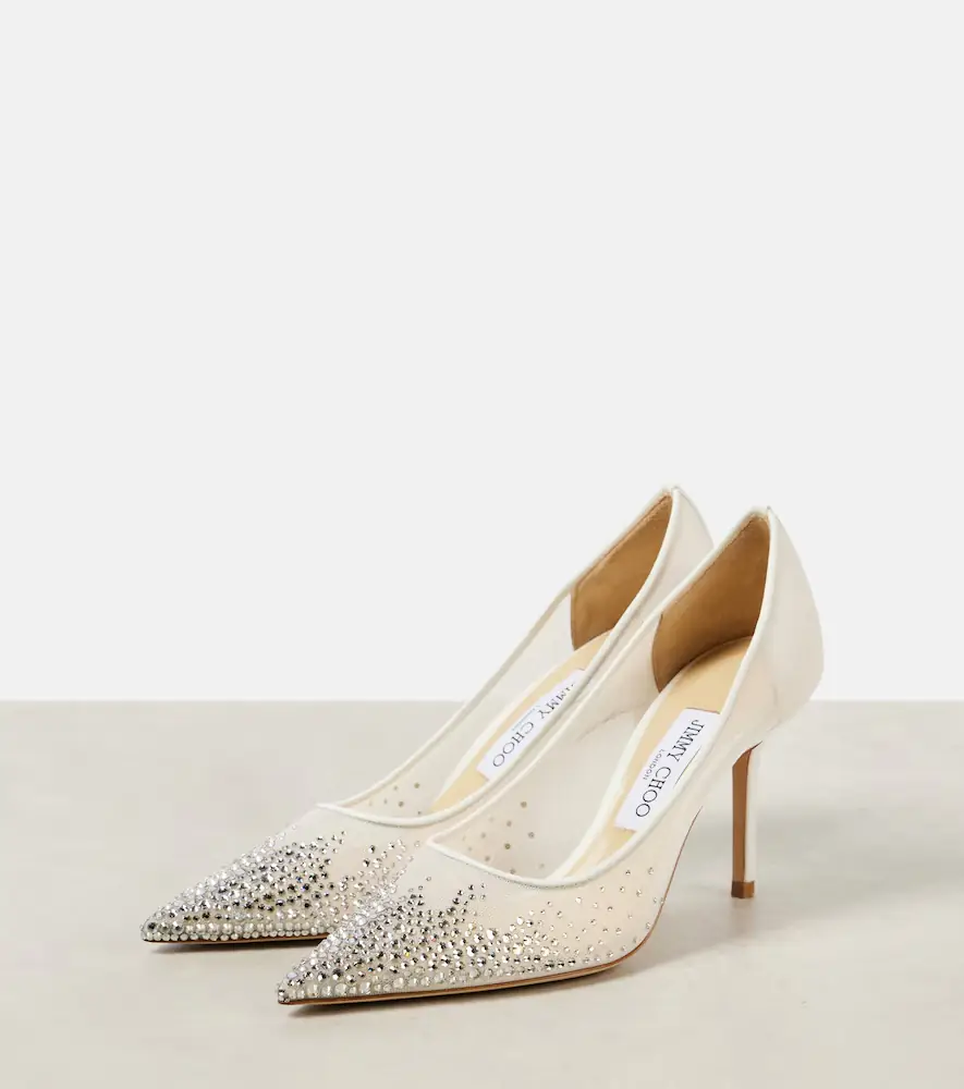 Jimmy Choo Love 85 crystal-embellished mesh pumps | Thumbnail 3