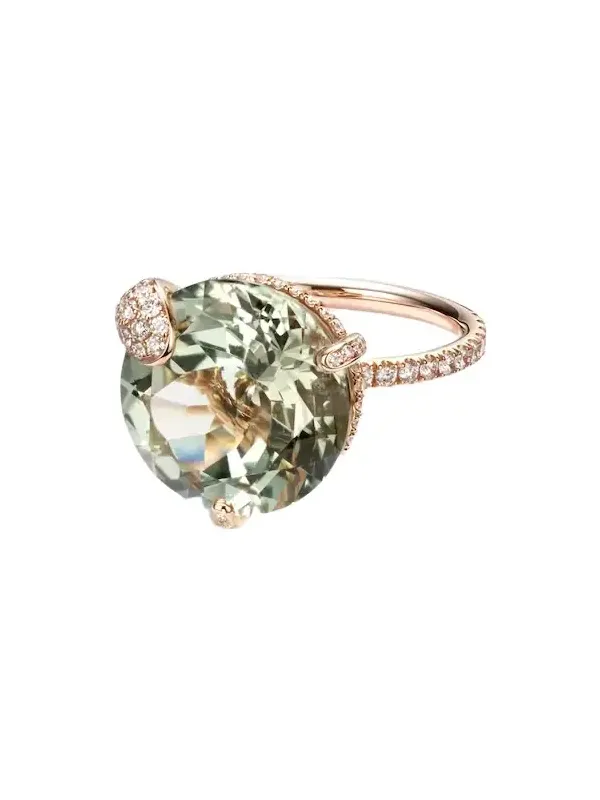 Peekaboo 18kt rose gold ring with prasiolite and diamonds