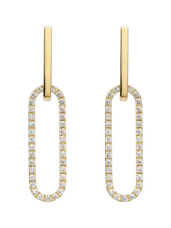 Link 18kt gold hoop earrings with diamonds Link 18kt gold hoop earrings with diamonds