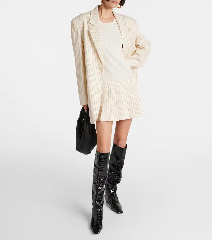 The Frankie Shop Blake pleated pinstripe twill miniskirt | Thumbnail 4