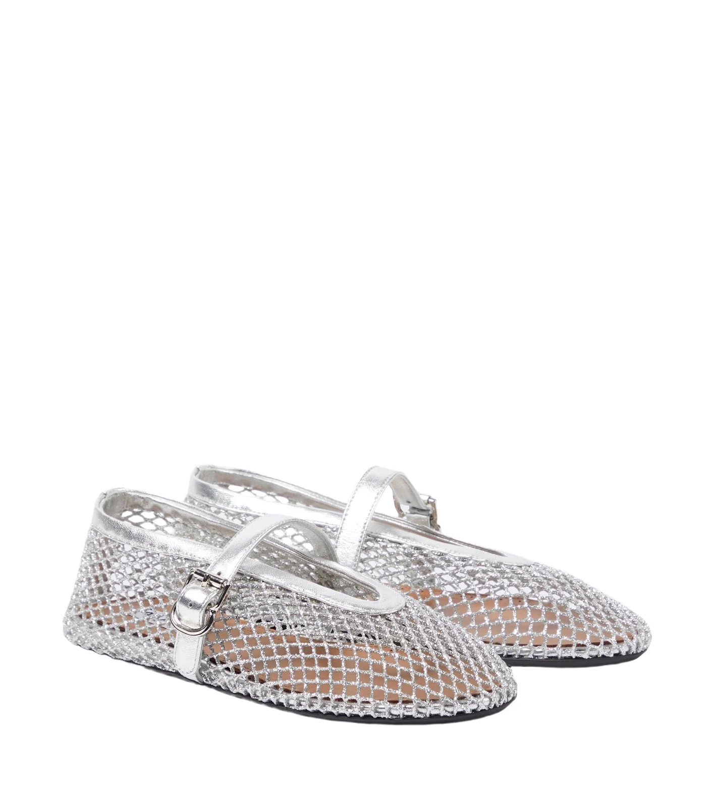 Metallic fishnet Mary Jane flats Metallic fishnet Mary Jane flats