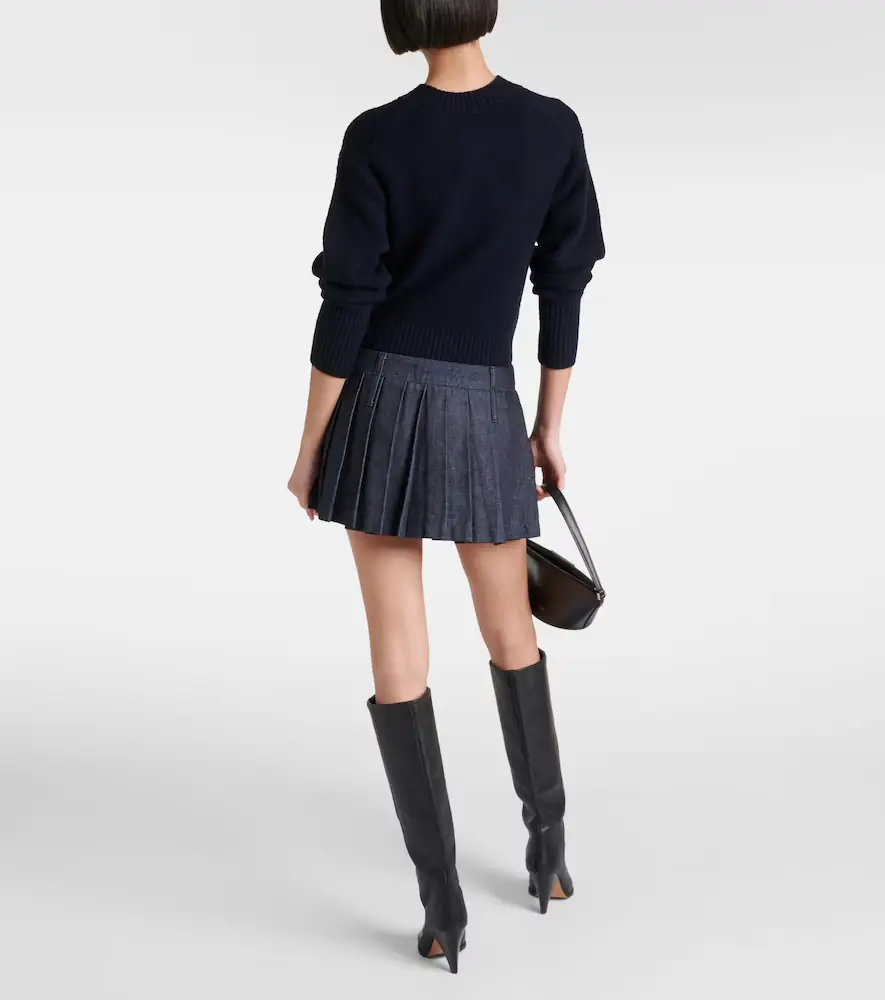 The Frankie Shop Blake pleated denim miniskirt | Thumbnail 4