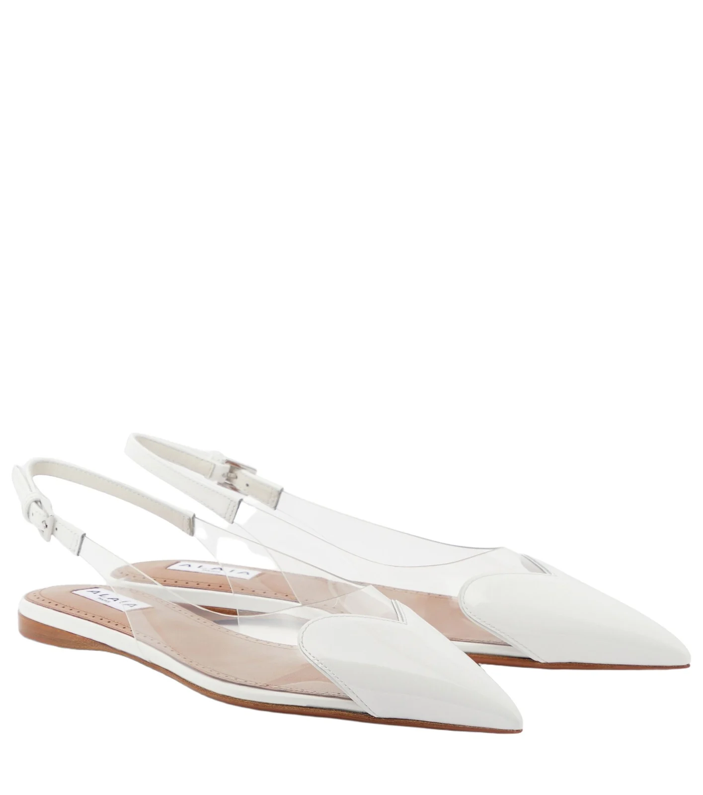 ALAÏA Le Coeur patent leather and PU slingback flats ALAÏA Le Coeur patent leather and PU slingback flats