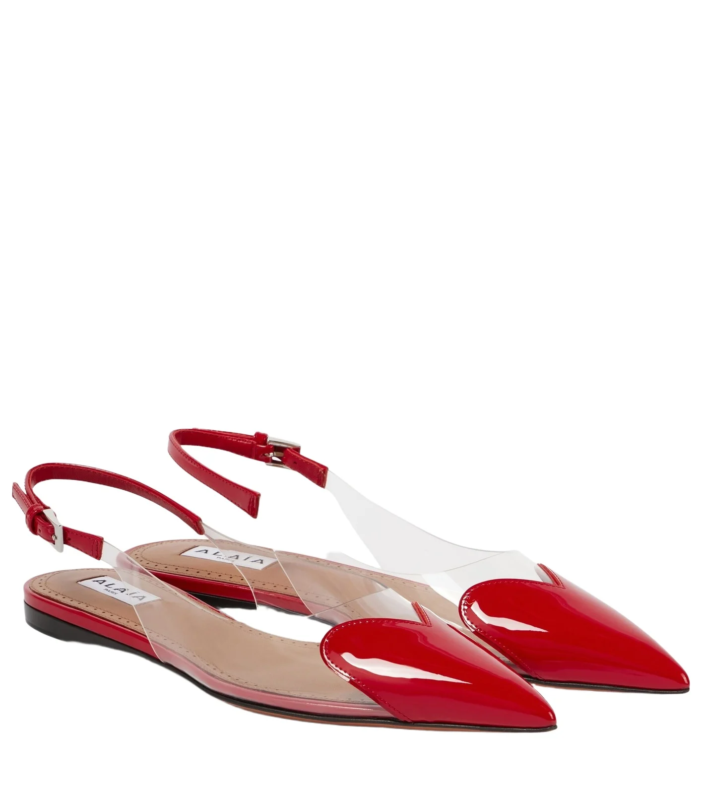 Le Coeur patent leather and PU slingback flats