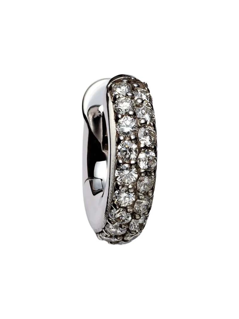 Macro Hoop Mini 18kt white gold single earring with diamonds Macro Hoop Mini 18kt white gold single earring with diamonds