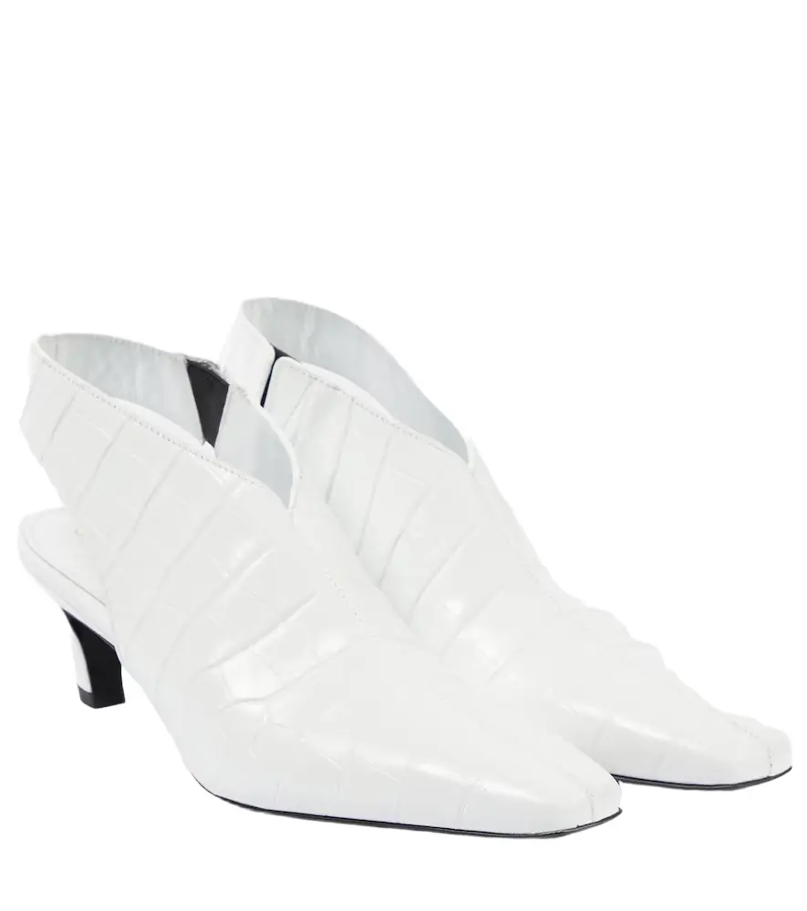 TOTEME The Croco Slim leather slingback pumps