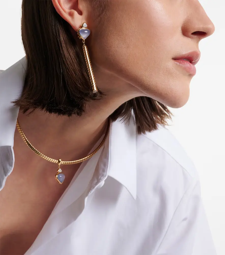 Marina B Trisolina 18kt gold drop earrings with chalcedony and diamonds | Thumbnail 3 Marina B Trisolina 18kt gold drop earrings with chalcedony and diamonds | Thumbnail 3
