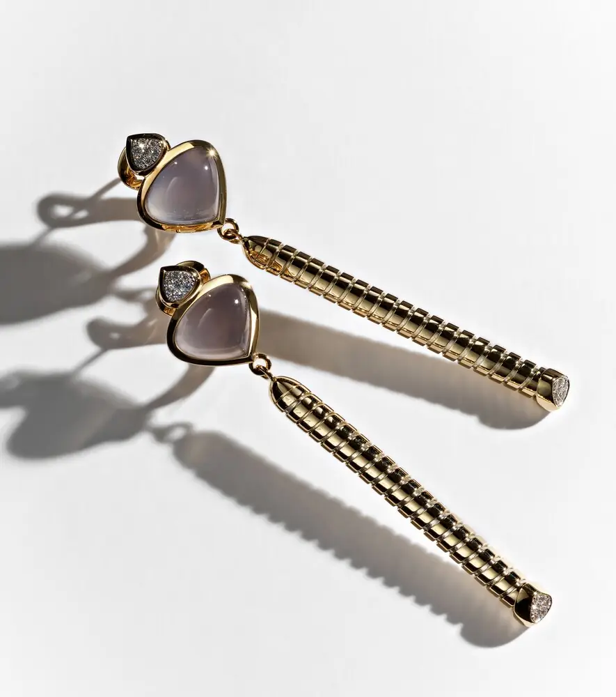 Marina B Trisolina 18kt gold drop earrings with chalcedony and diamonds | Thumbnail 4 Marina B Trisolina 18kt gold drop earrings with chalcedony and diamonds | Thumbnail 4