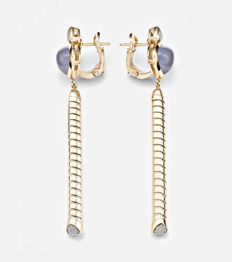 Marina B Trisolina 18kt gold drop earrings with chalcedony and diamonds | Thumbnail 5 Marina B Trisolina 18kt gold drop earrings with chalcedony and diamonds | Thumbnail 5