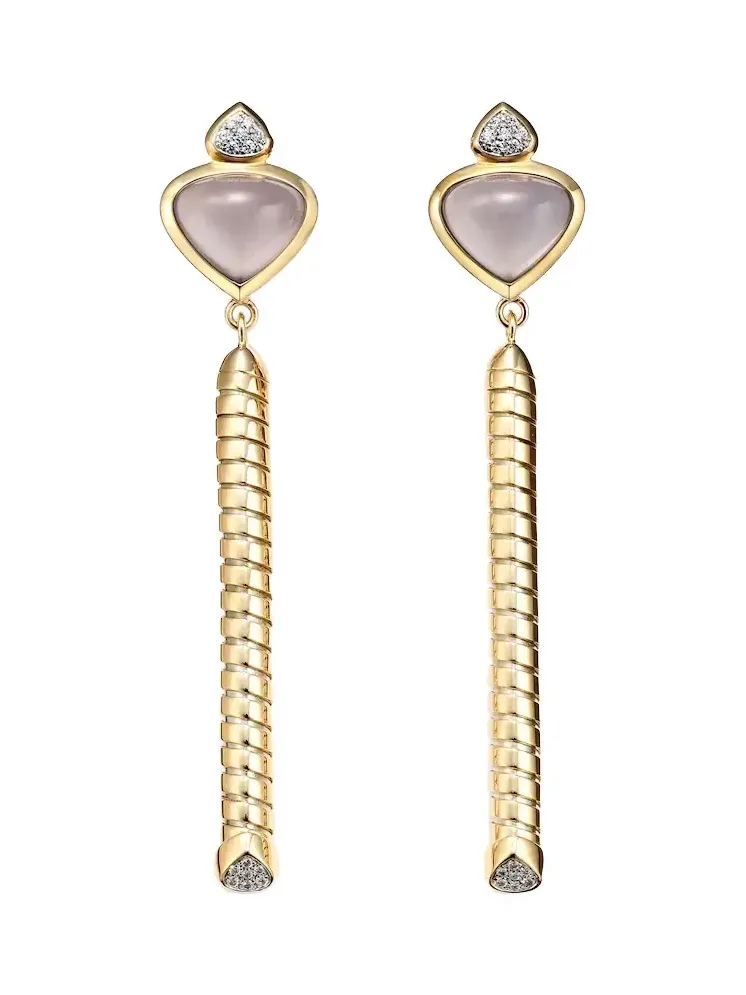Trisolina 18kt gold drop earrings with chalcedony and diamonds