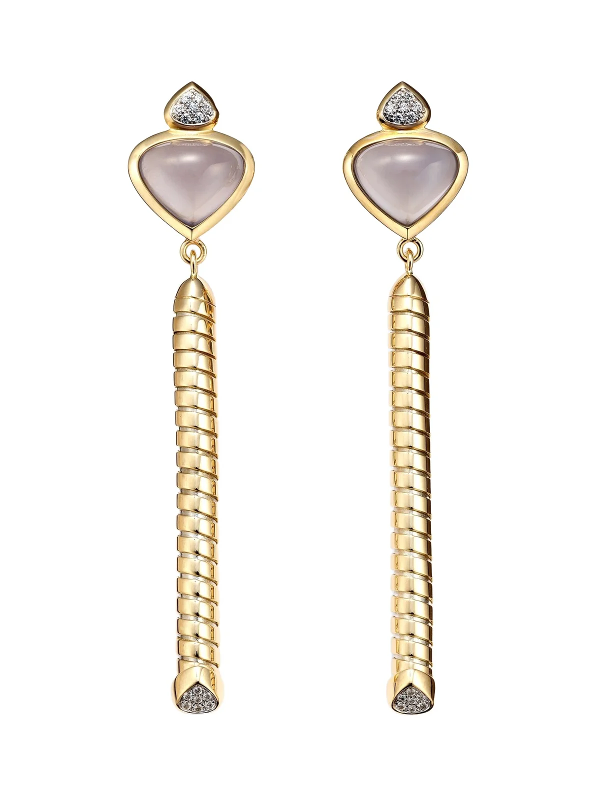Trisolina 18kt gold drop earrings with chalcedony and diamonds Trisolina 18kt gold drop earrings with chalcedony and diamonds