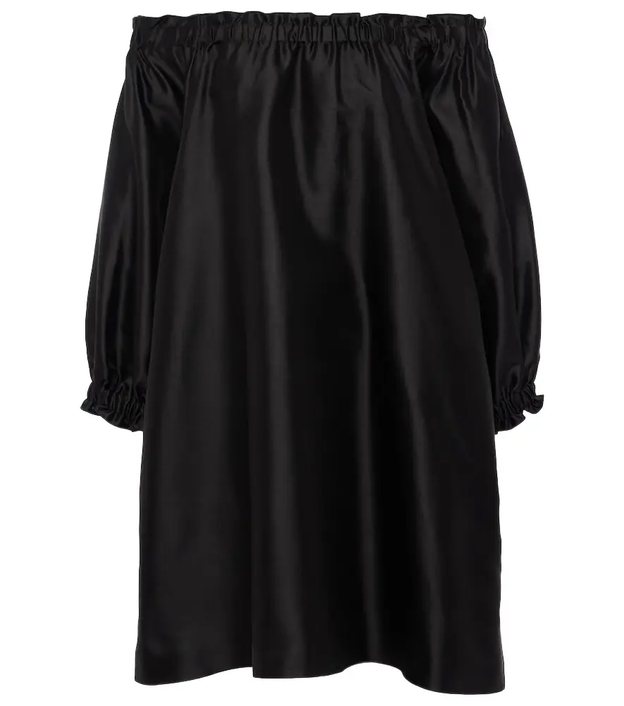 Max Mara Lepre off-shoulder silk and cotton minidress | Image 1 Max Mara Lepre off-shoulder silk and cotton minidress | Image 1
