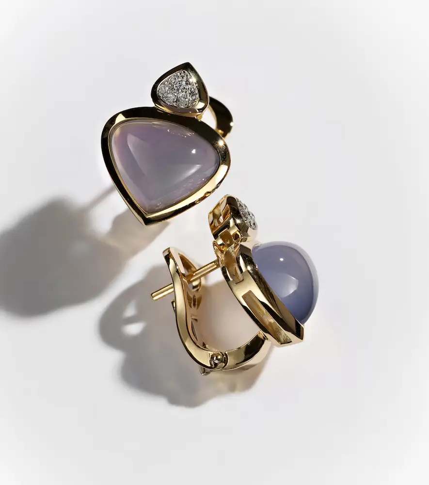 Marina B Trisolina 18kt gold earrings with chalcedony and diamonds | Thumbnail 4 Marina B Trisolina 18kt gold earrings with chalcedony and diamonds | Thumbnail 4
