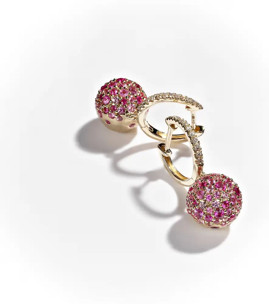 Roxanne First Bauble 14kt gold hoop earrings with diamonds and sapphires | Thumbnail 2 Roxanne First Bauble 14kt gold hoop earrings with diamonds and sapphires | Thumbnail 2